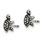 Sterling Silver 925 Turtle Post Earrings with Antiqued Finish  Textured, Casted Design