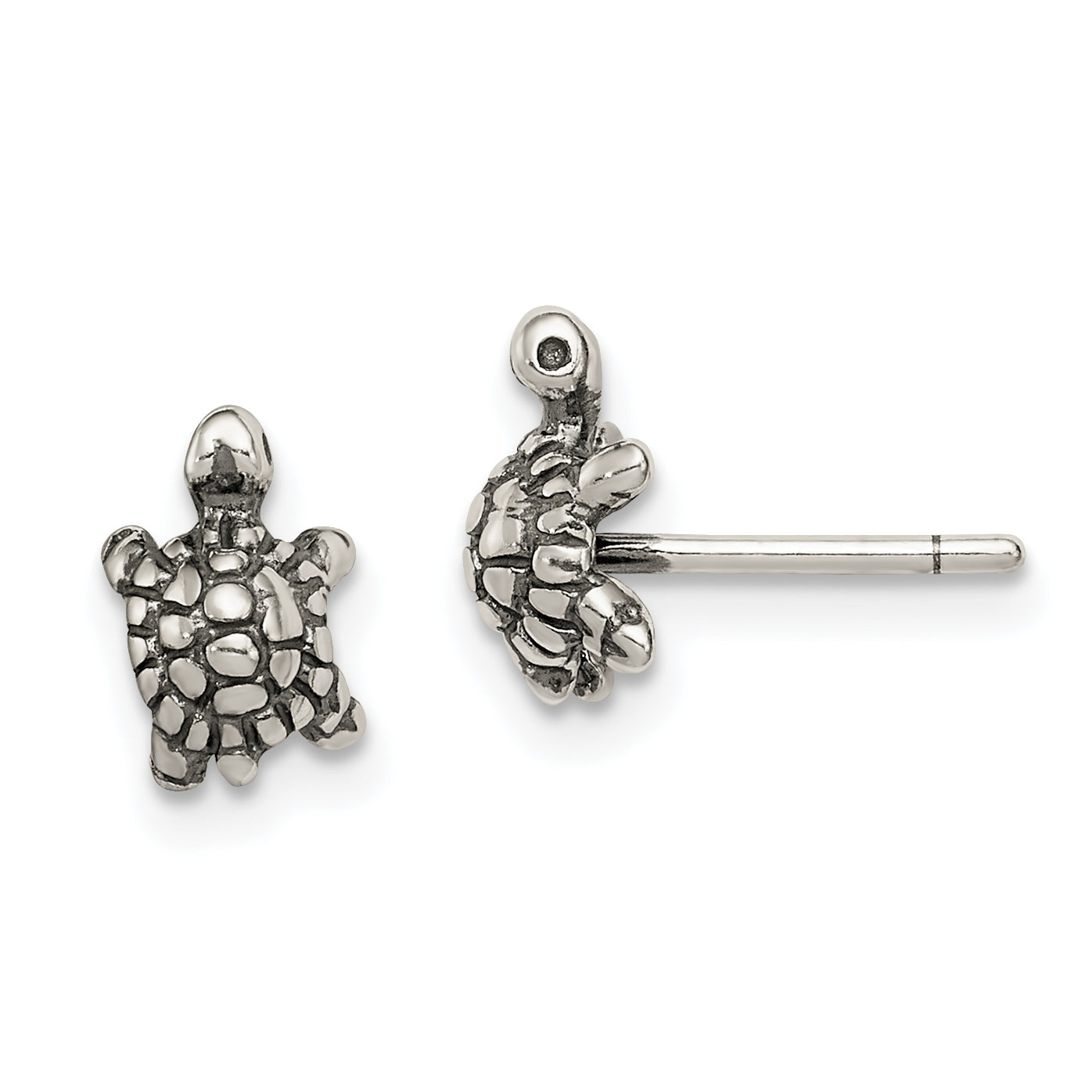 Sterling Silver and Antiqued Turtle Post Earrings Main image