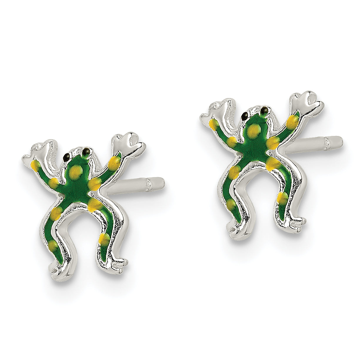 Sterling Silver 925 Enamel Frog Earrings with Polished Finish and Anti-Tarnish Coating Secondary image