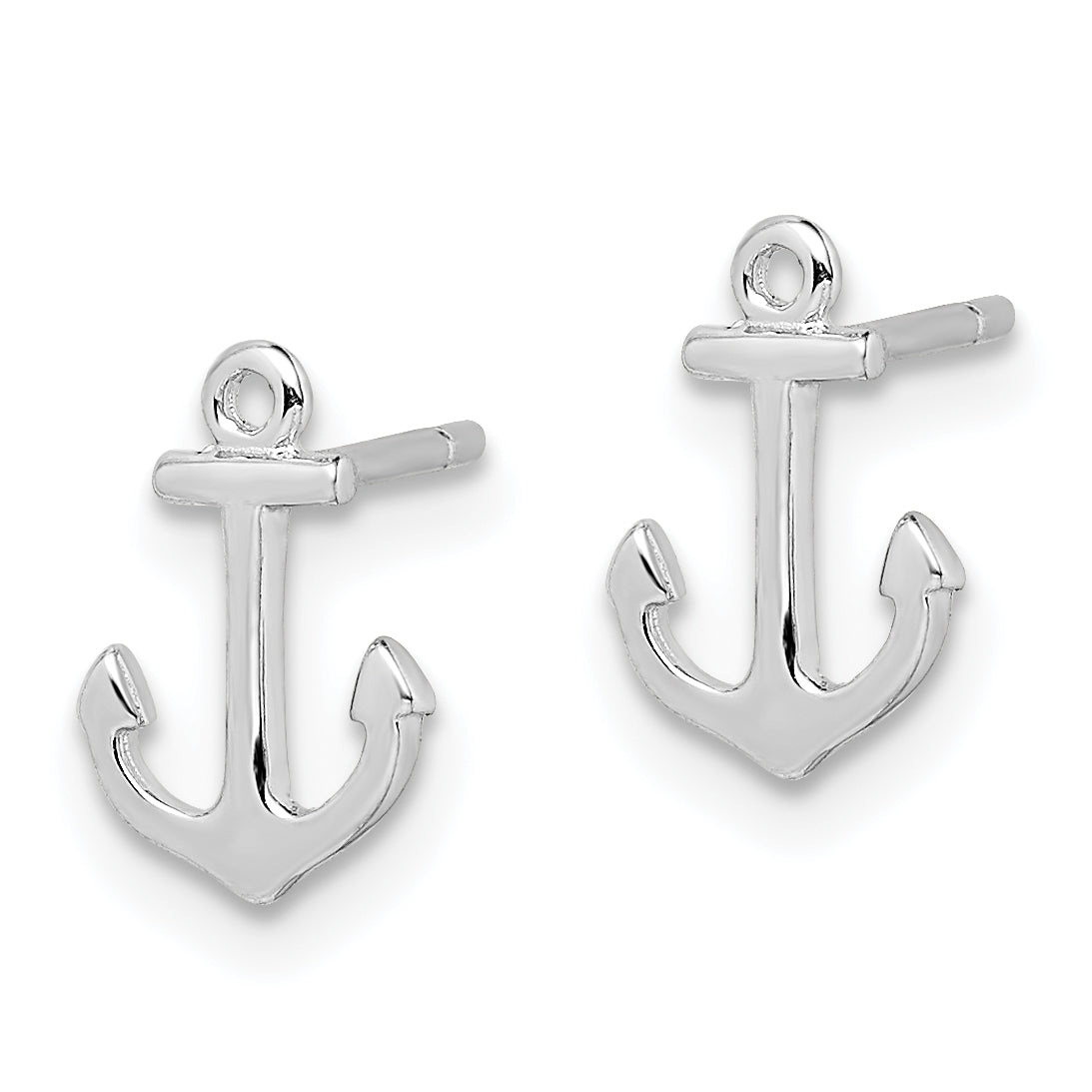 925 Sterling Silver Rhodium-Plated Anchor Earrings with Polished Finish for Women Secondary image