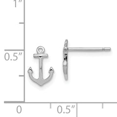 925 Sterling Silver Rhodium-Plated Anchor Earrings with Polished Finish for Women