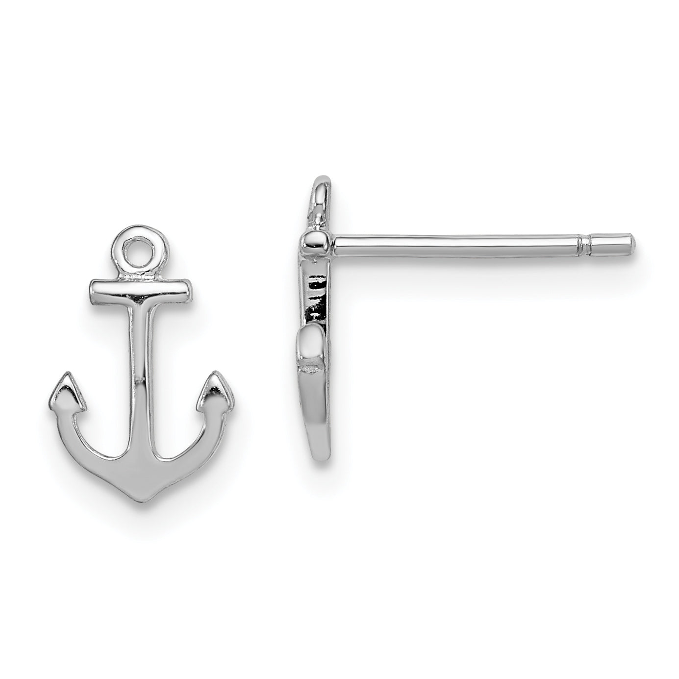 Sterling Silver Rhodium-plated Polished Anchor Post Earrings Main image