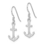 Sterling Silver Rhodium-Plated Anchor Drop Earrings with Polished Finish