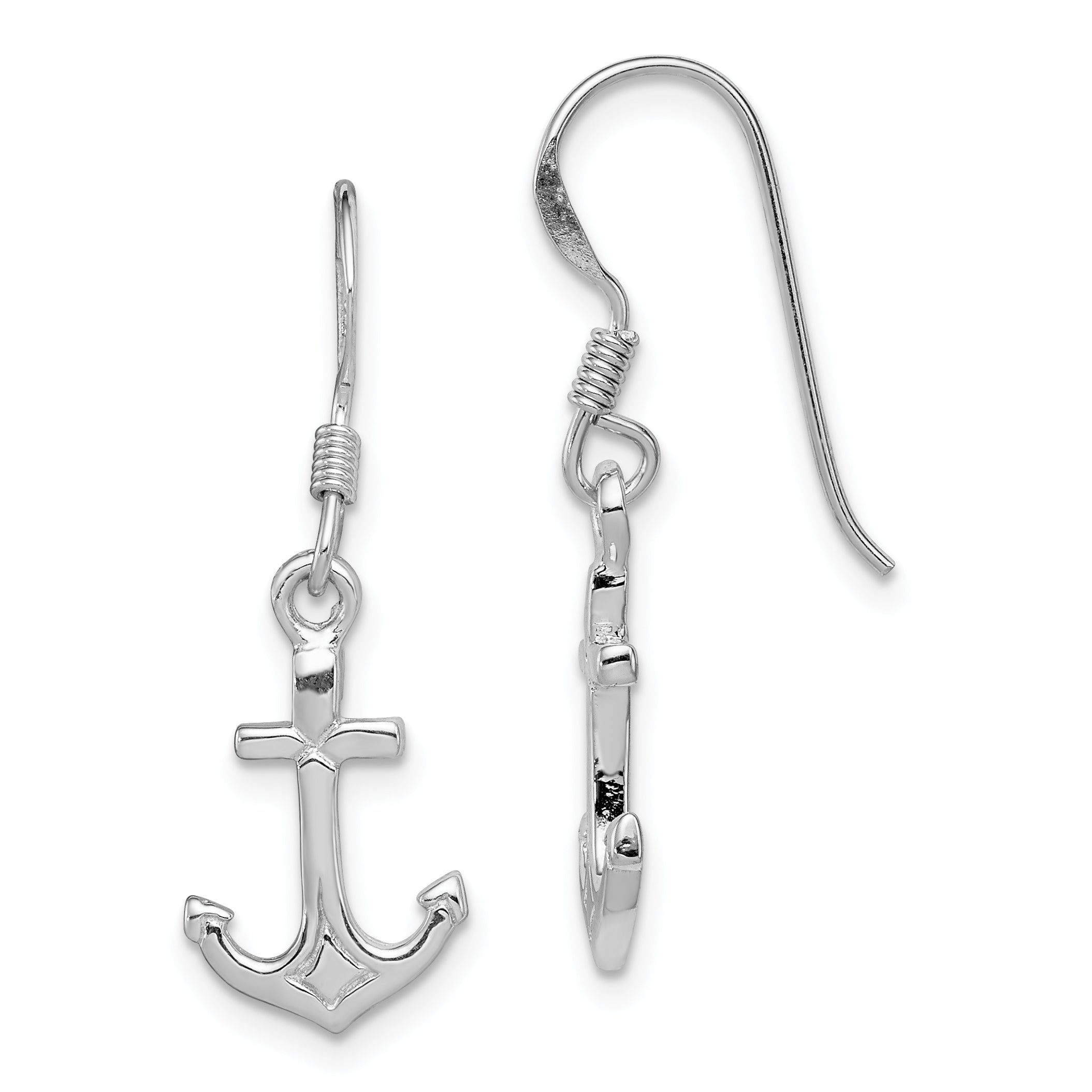 Sterling Silver Rhodium-plated Anchor Earrings Main image