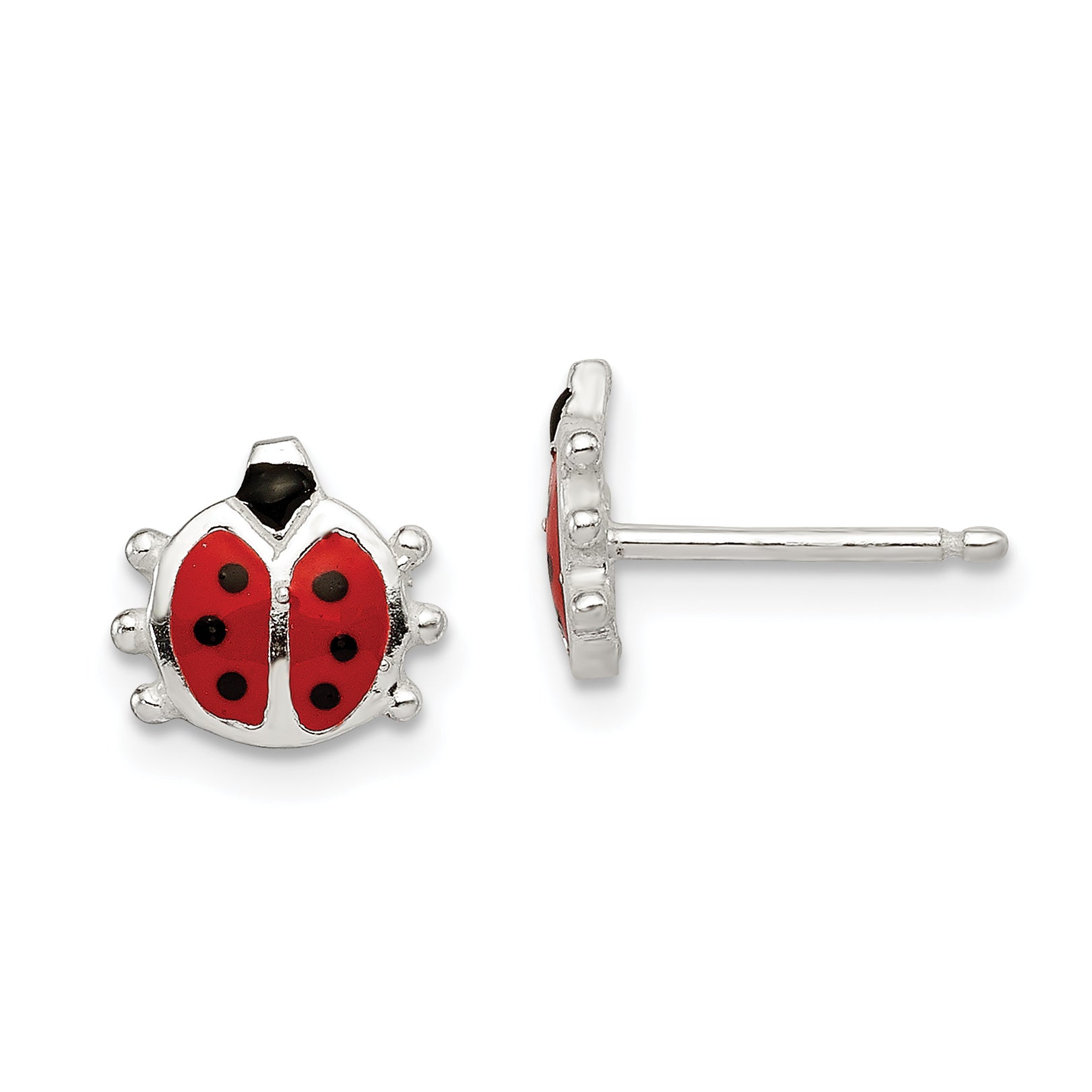 Sterling Silver Polished Enamel Ladybug Childs Post Earrings Main image