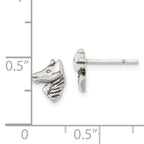 Sterling Silver 925 Horse Earrings with Polished & Antiqued Finish