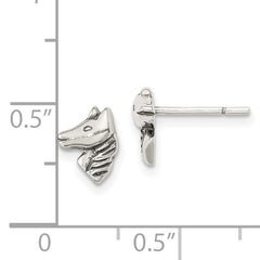 Sterling Silver 925 Horse Earrings with Polished & Antiqued Finish