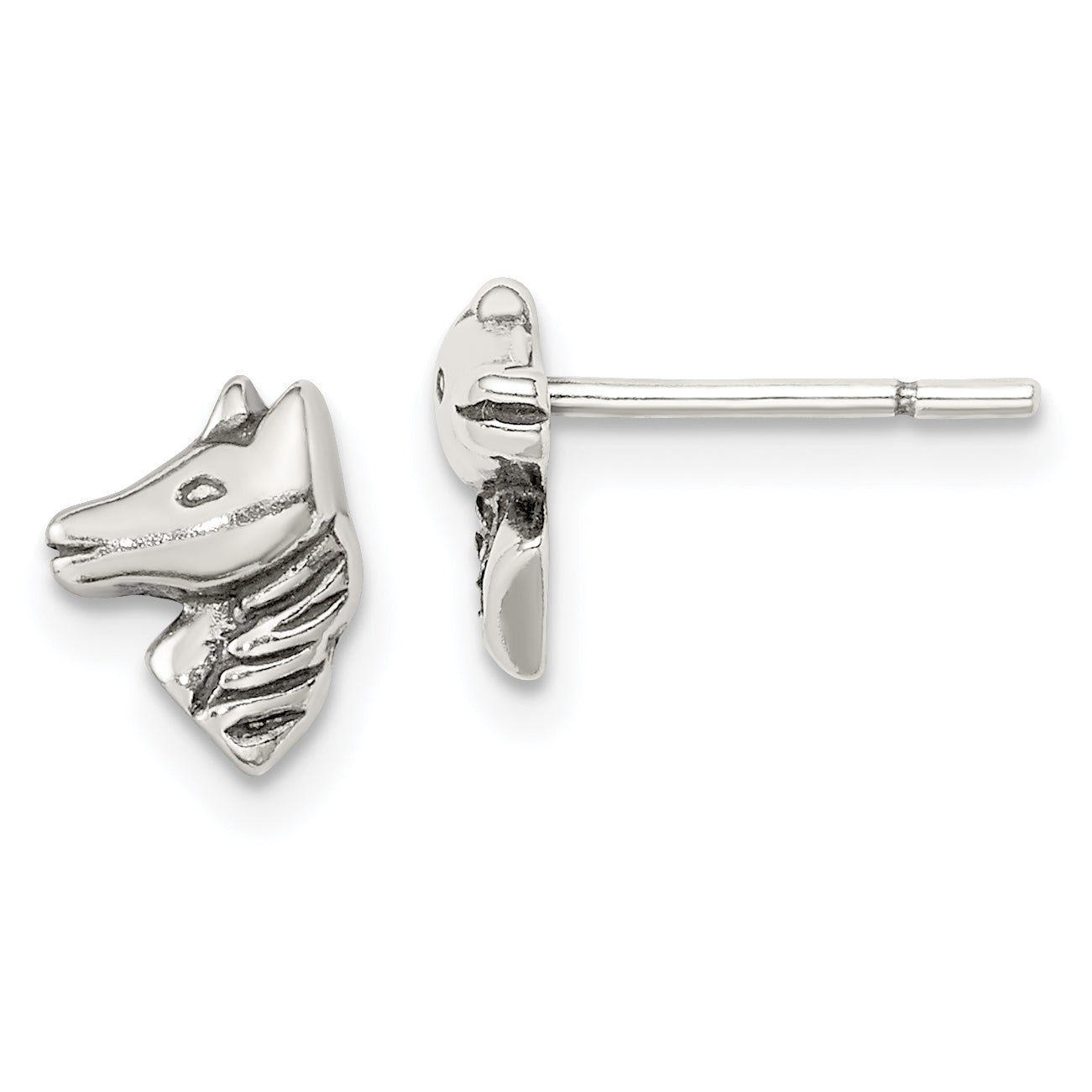 Sterling Silver Polished and Antiqued Horse Post Earrings Main image