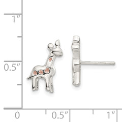 Sterling Silver 925 Giraffe Earrings with Polished Enamel Finish for Kids
