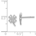 Sterling Silver CZ 4 Leaf Clover Earrings with Rhodium Finish