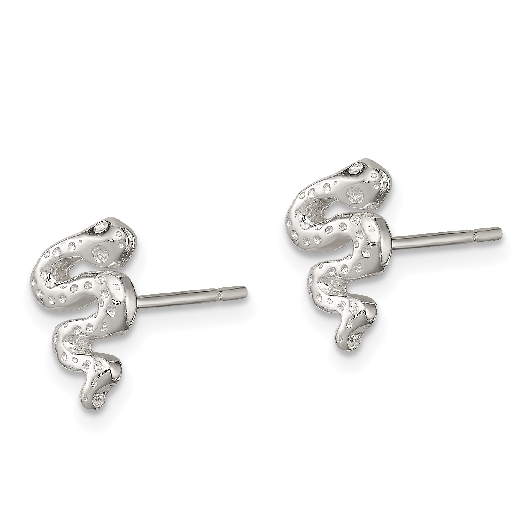 Sterling Silver 925 Snake Post Earrings with Polished Anti-Tarnish Finish Secondary image