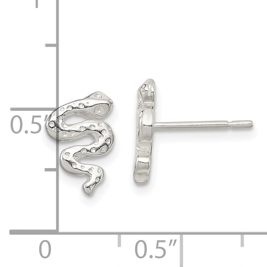 Sterling Silver 925 Snake Post Earrings with Polished Anti-Tarnish Finish