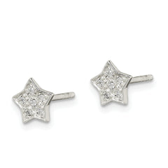 Sterling Silver CZ Star Post Earrings