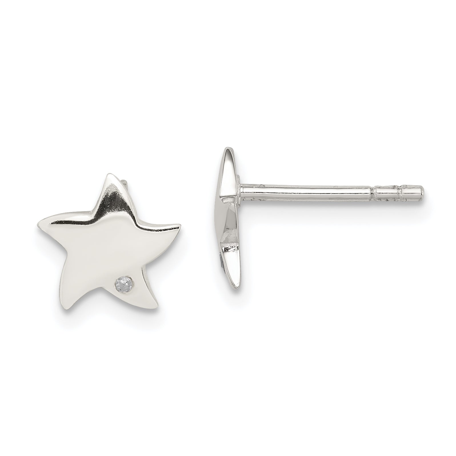 Sterling Silver Diamond Star Post Earrings Main image