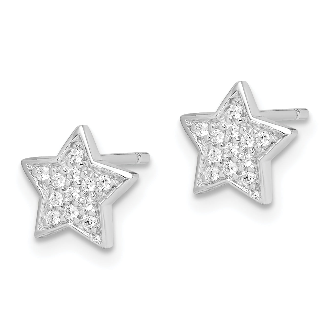 Sterling Silver Rhodium-Plated Star Earrings with CZ Accents Secondary image