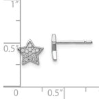 Sterling Silver Rhodium-Plated Star Earrings with CZ Accents