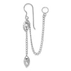 Sterling Silver Rhodium-Plated Star Dangle Earrings with Earlobe Cuff, Polished Diamond-Cut Finish
