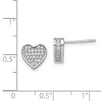 Sterling Silver 925 Heart CZ PavÃÆÃÂ© Earrings with Rhodium Polish