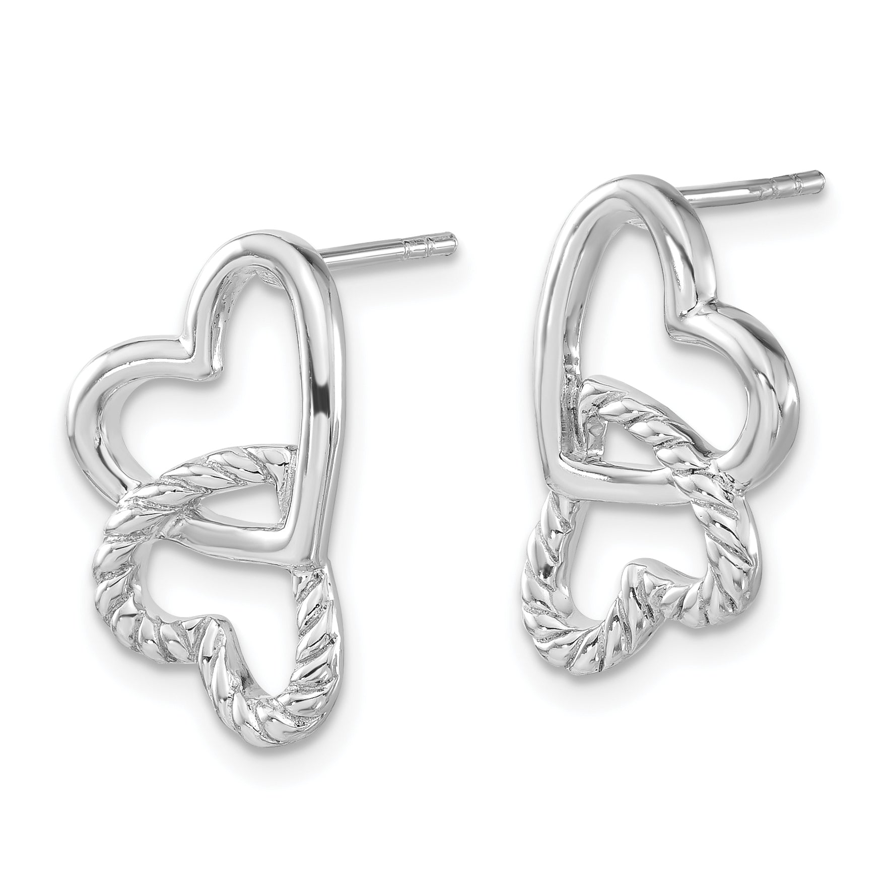 Sterling Silver 925 Twisted Heart Drop Earrings Polished Elegant Design for Women Secondary image