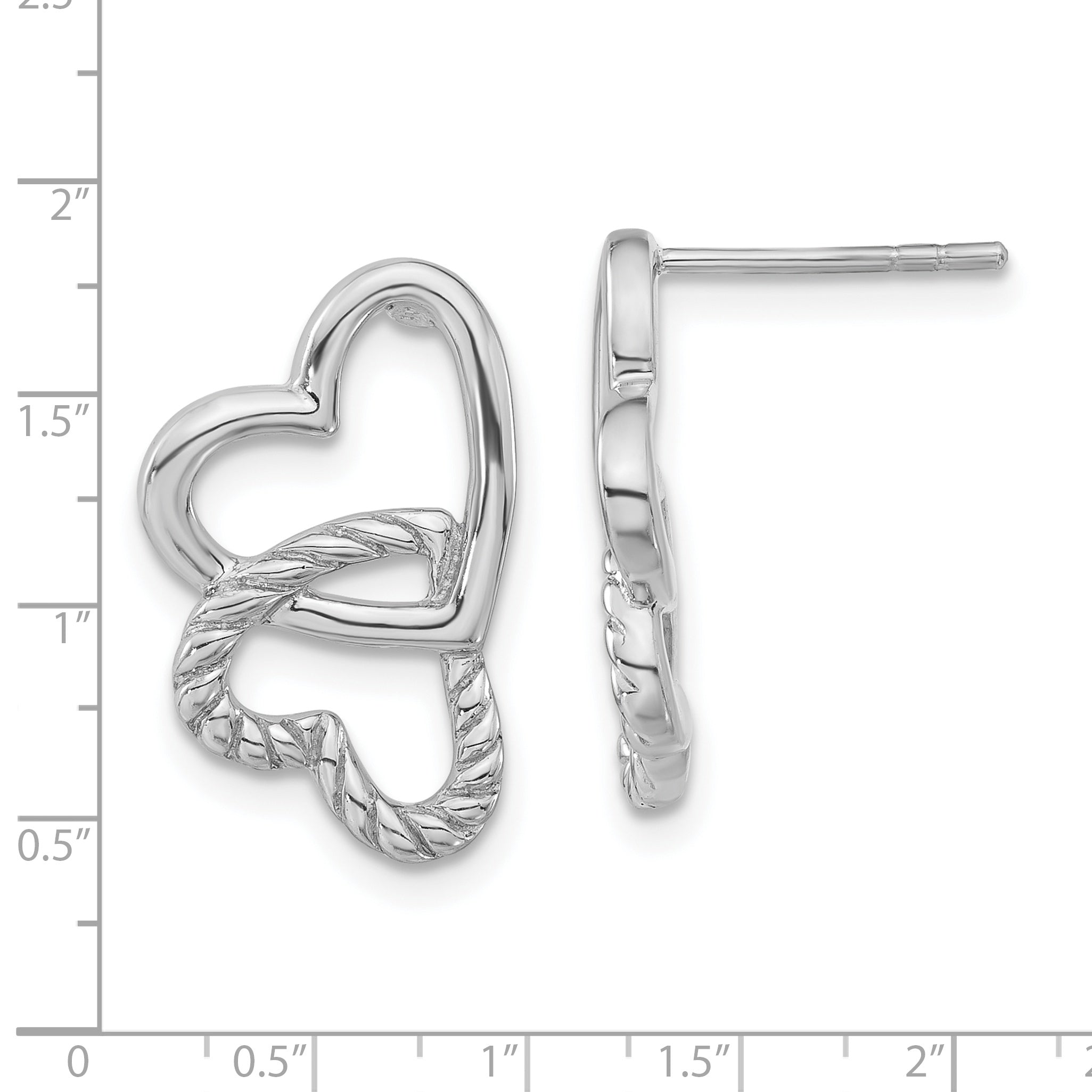 Sterling Silver 925 Twisted Heart Drop Earrings Polished Elegant Design for Women