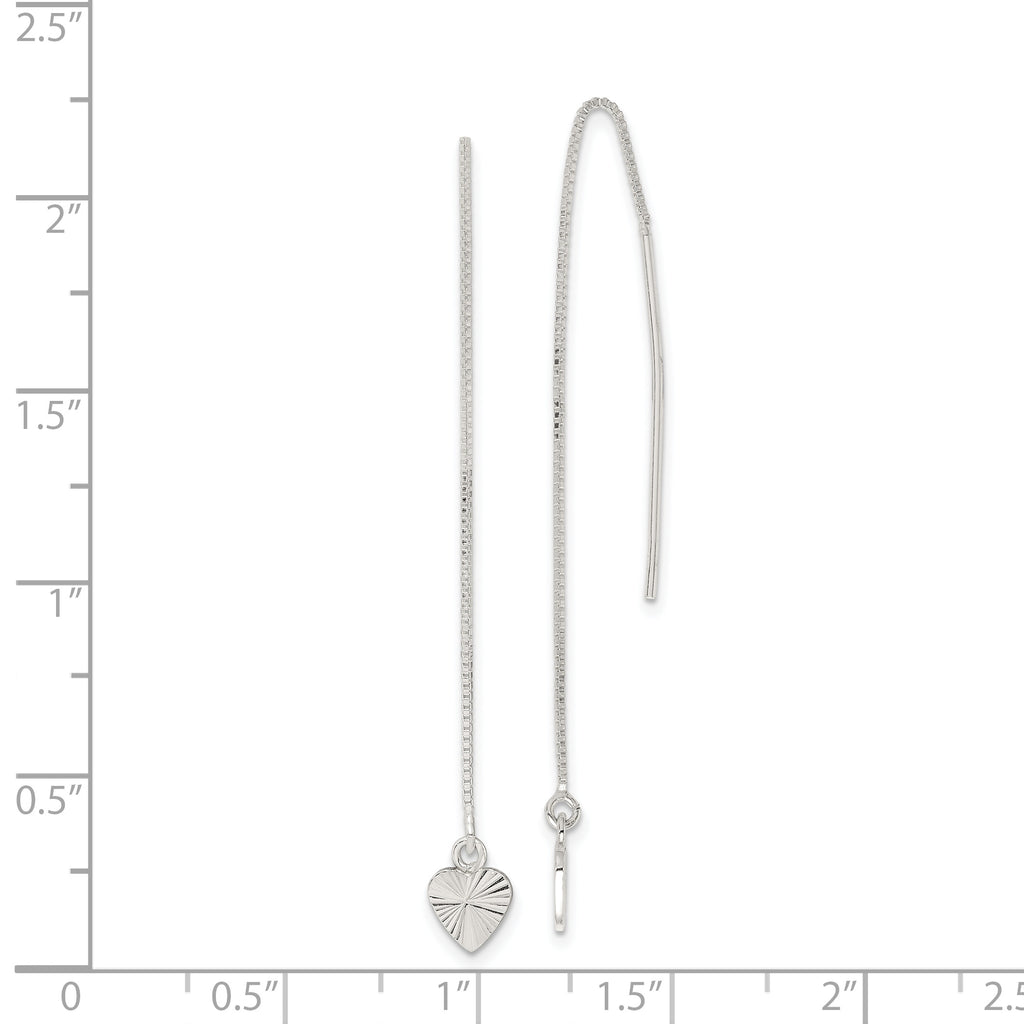Sophia Jewelers Sterling Silver Diamond-Cut Dangle Heart Earrings with Polished Finish
