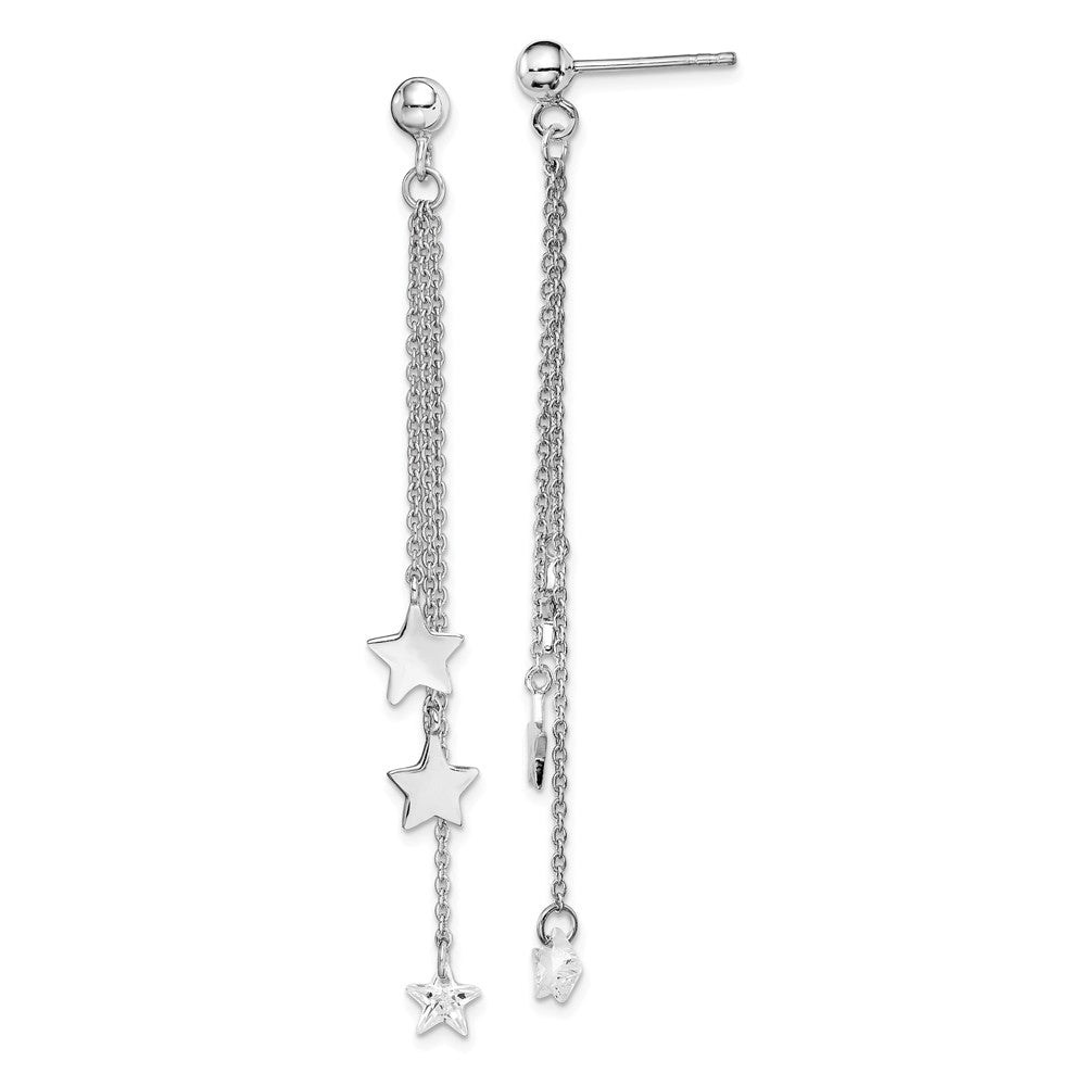 Sterling Silver Rhodium-plated Star Post Dangle Earrings