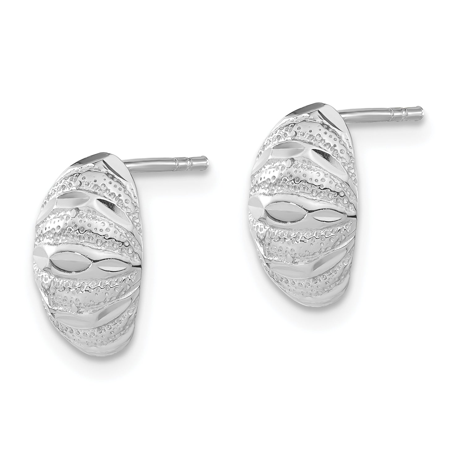 Sterling Silver 925 Button Earrings with Polished Diamond-Cut Texture and Secure Fit Secondary image
