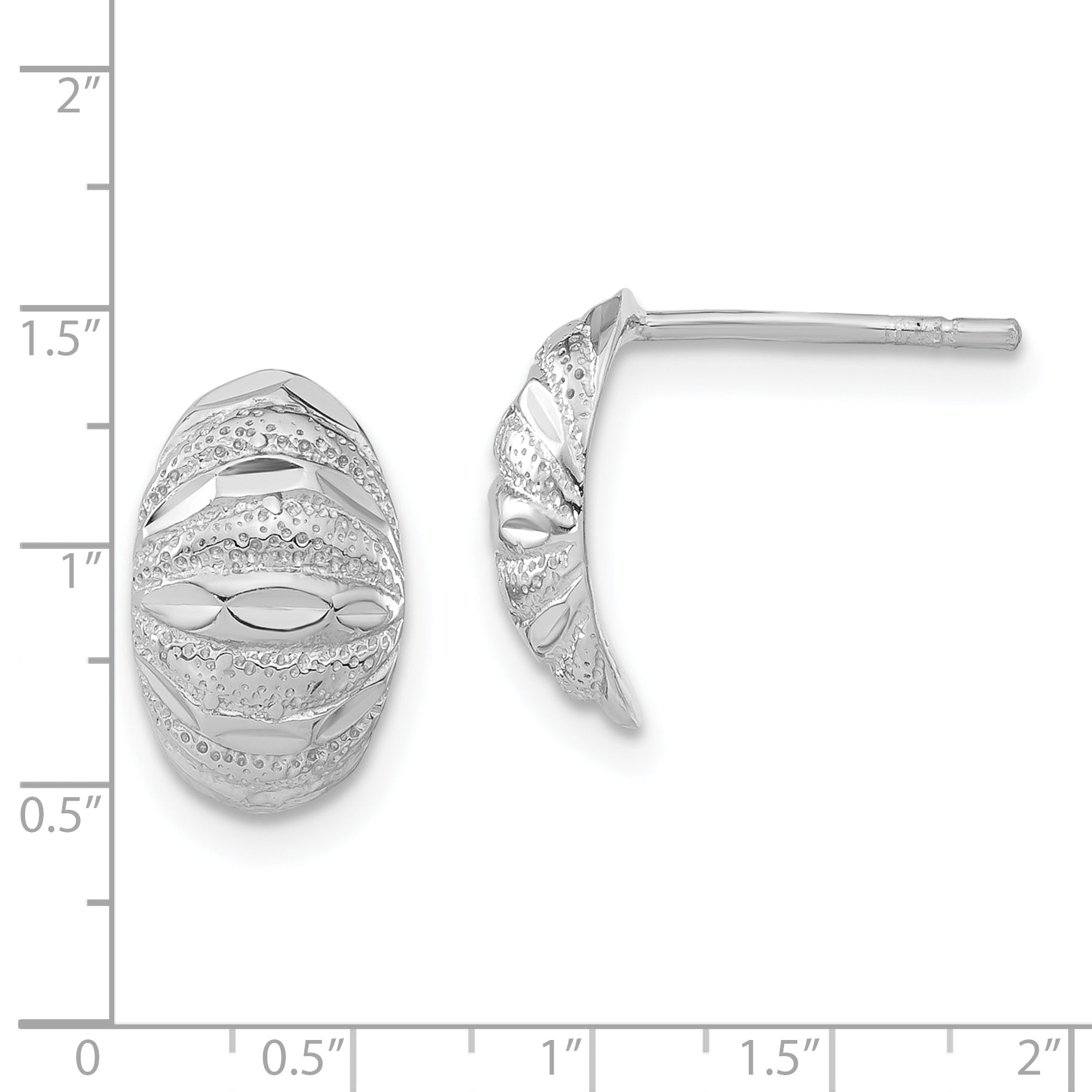 Sterling Silver 925 Button Earrings with Polished Diamond-Cut Texture and Secure Fit