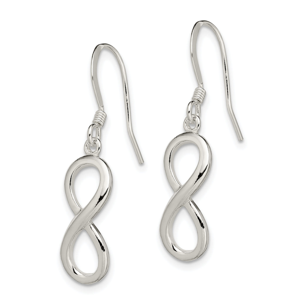 925 Sterling Silver Infinity Dangle Earrings with Polished Anti-Tarnish Finish