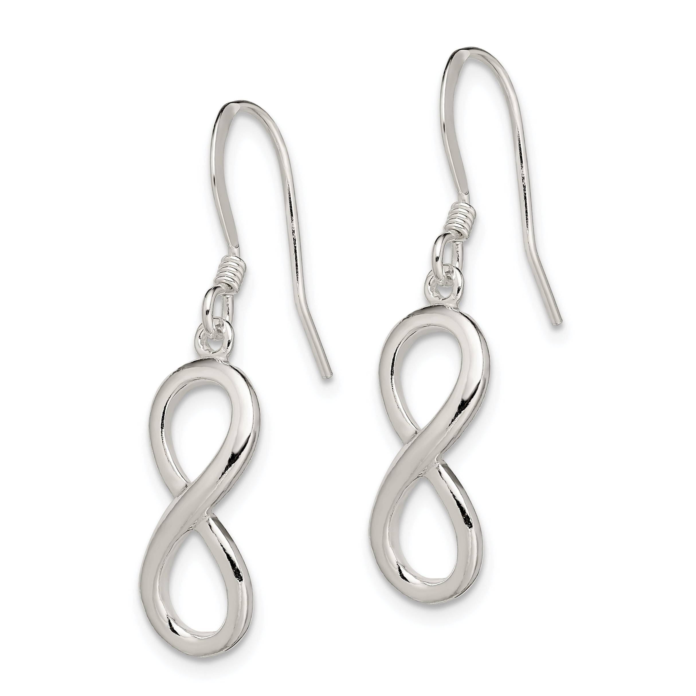 925 Sterling Silver Infinity Dangle Earrings with Polished Anti-Tarnish Finish