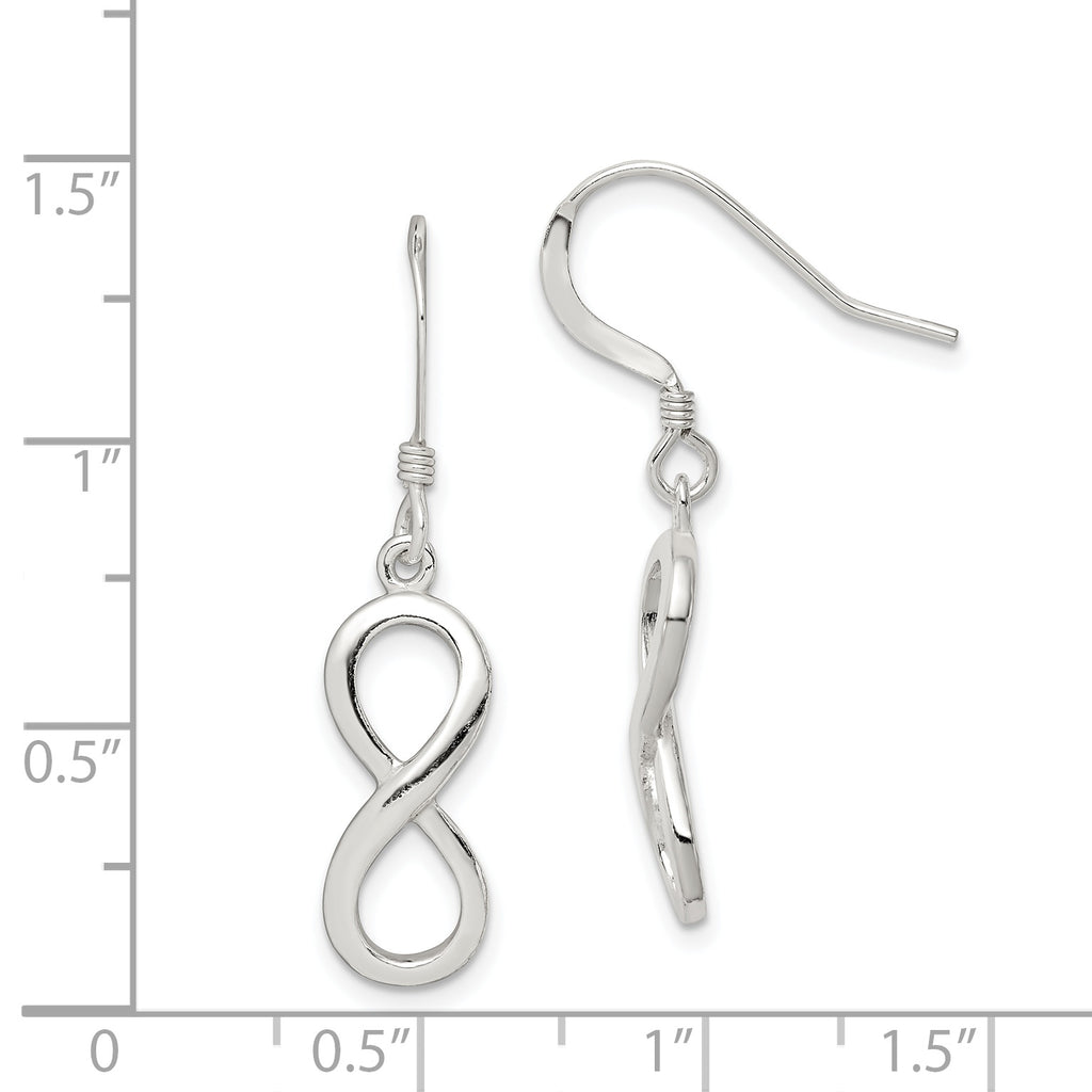 925 Sterling Silver Infinity Dangle Earrings with Polished Anti-Tarnish Finish
