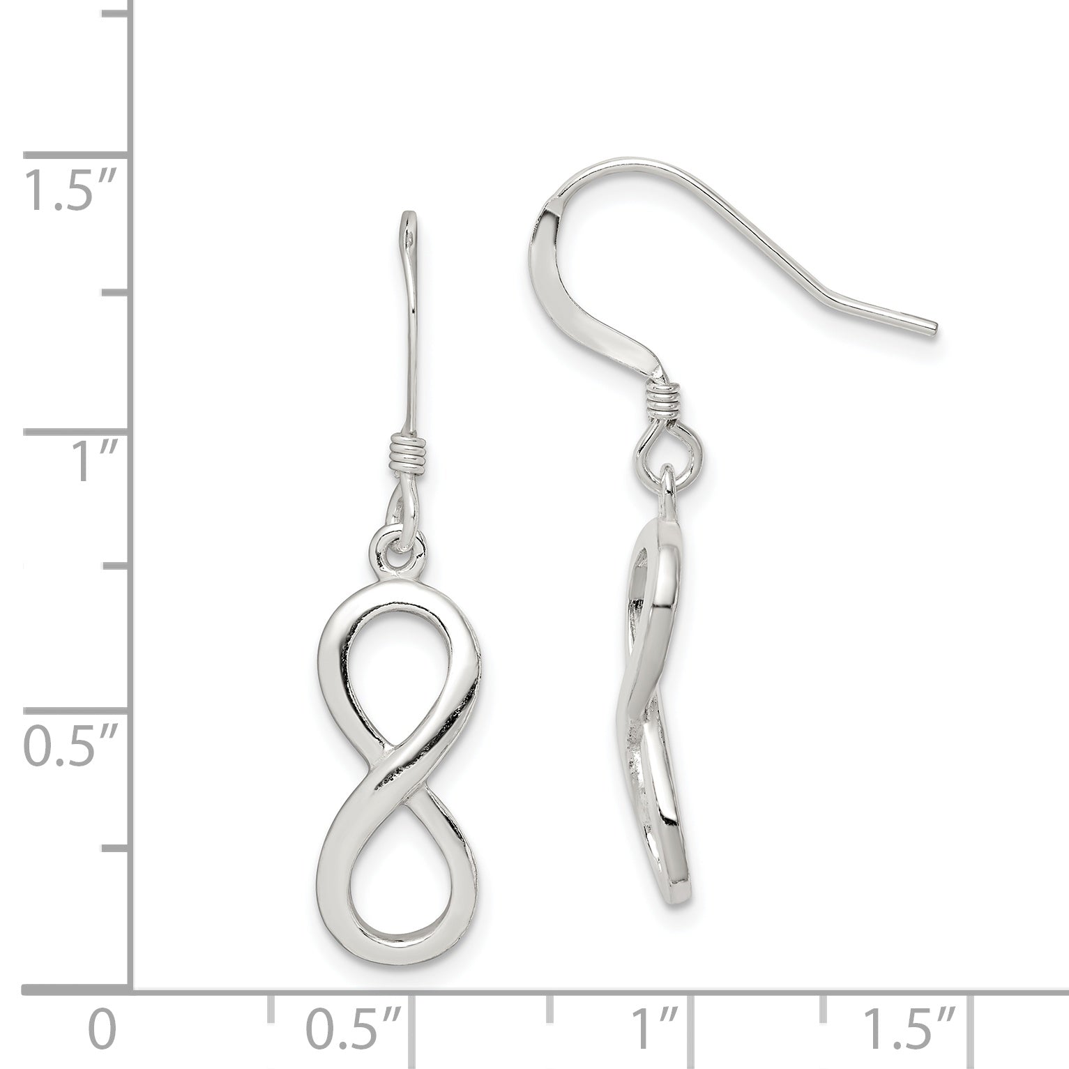 925 Sterling Silver Infinity Dangle Earrings with Polished Anti-Tarnish Finish