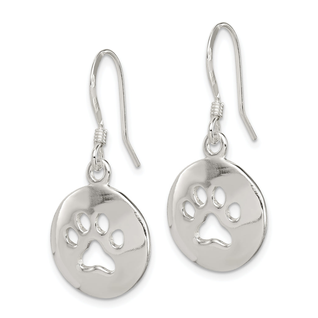 Sterling Silver Paw Print Drop Earrings with Anti-Tarnish Finish  Elegant Animal Lover Jewelry