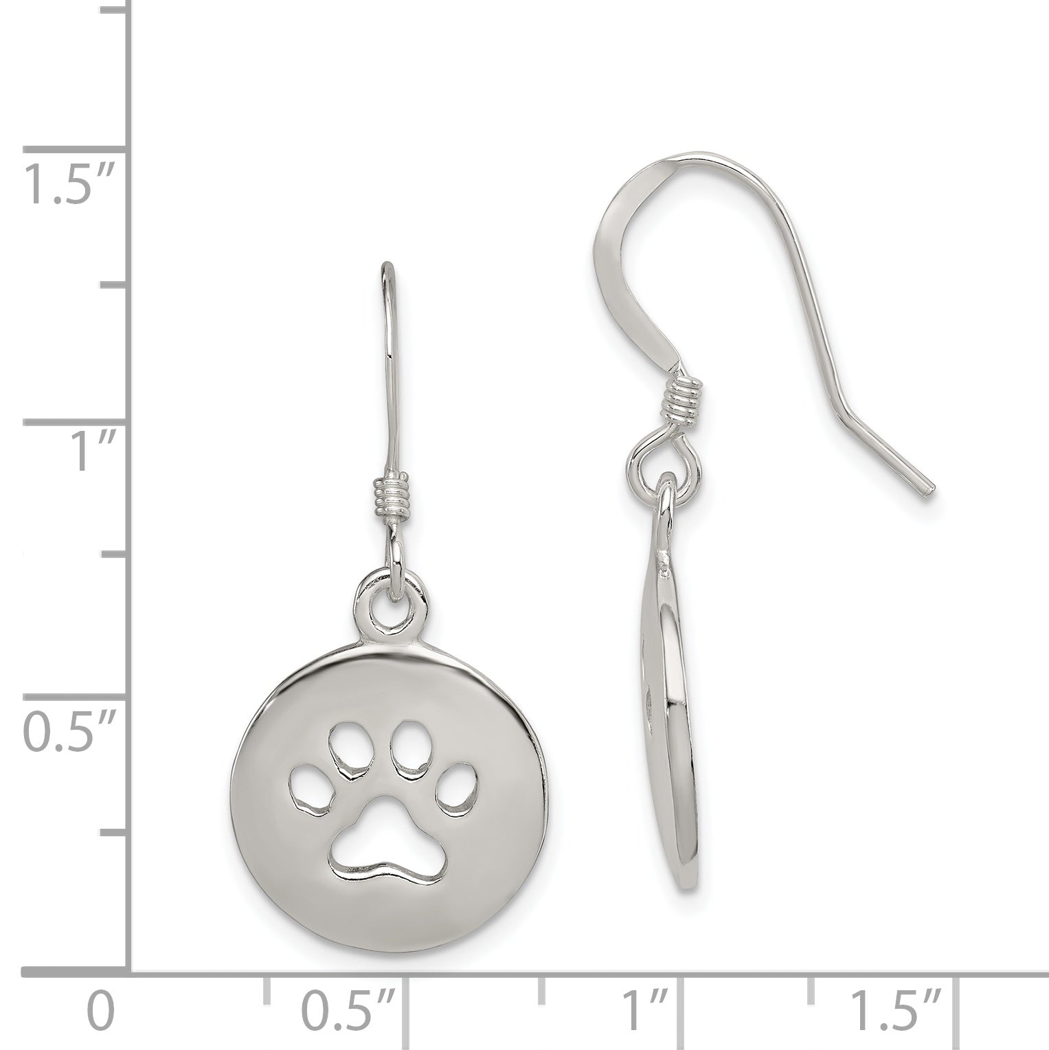 Sterling Silver Paw Print Drop Earrings with Anti-Tarnish Finish  Elegant Animal Lover Jewelry