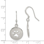 Sterling Silver Paw Print Drop Earrings with Anti-Tarnish Finish  Elegant Animal Lover Jewelry