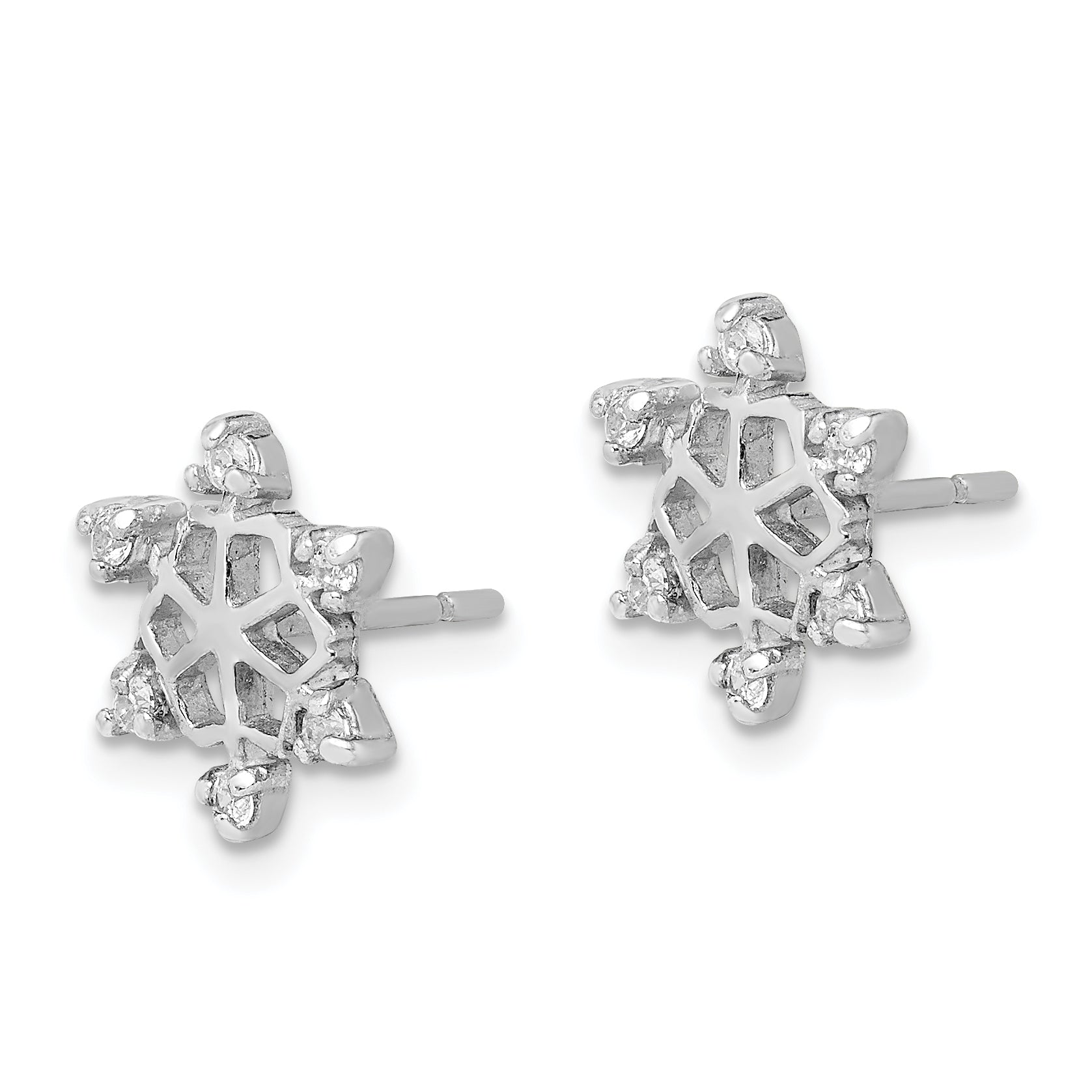 Sophia Jewelers 925 Sterling Silver Snowflake CZ Earrings with Polished Finish