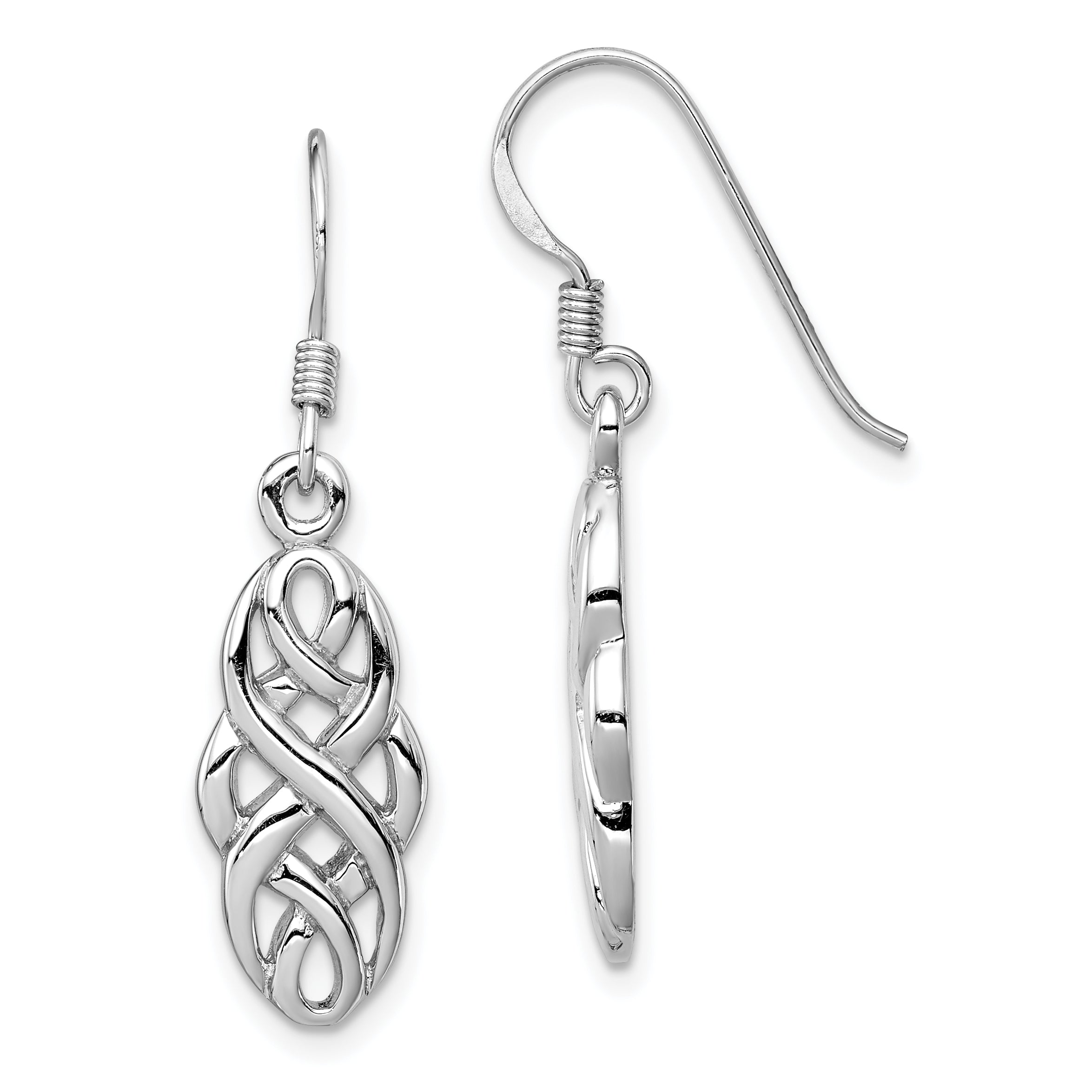 Sterling Silver Rhodium-plated Infinity Celtic Design Dangle Earrings Main image