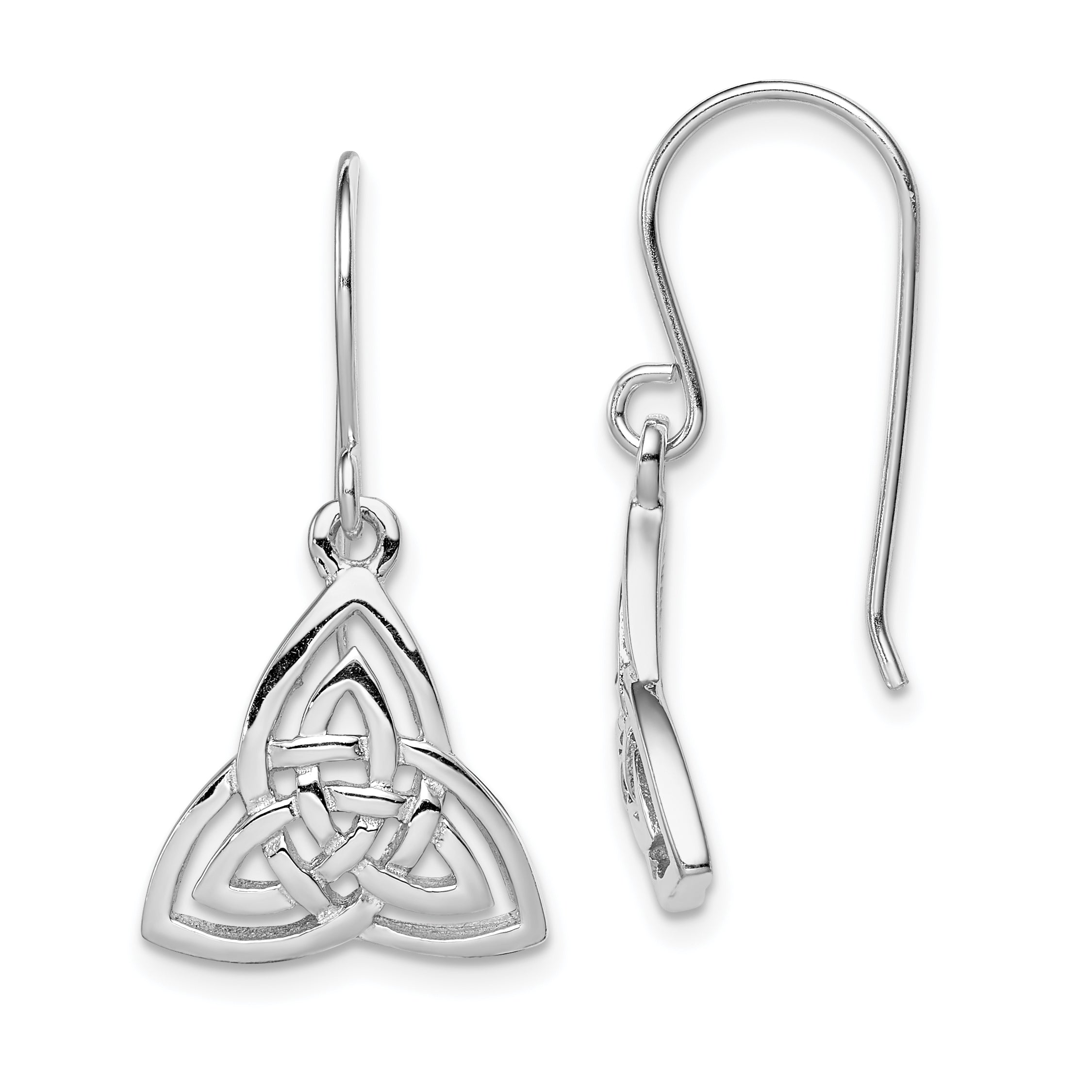 Sterling Silver Rhodium-plated Polished Celtic Knot Dangle Earrings Main image
