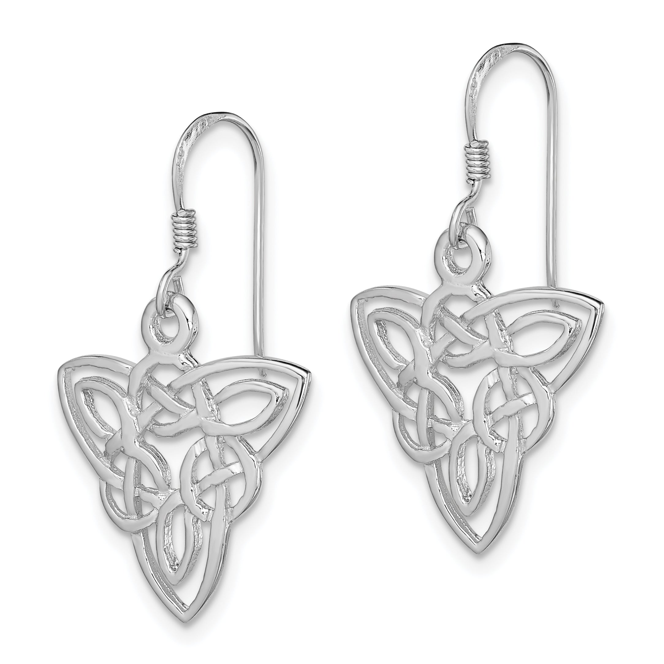 Sterling Silver Rhodium-plated Polished Celtic Knot Dangle Earrings