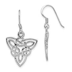Sterling Silver Rhodium-plated Polished Celtic Knot Dangle Earrings