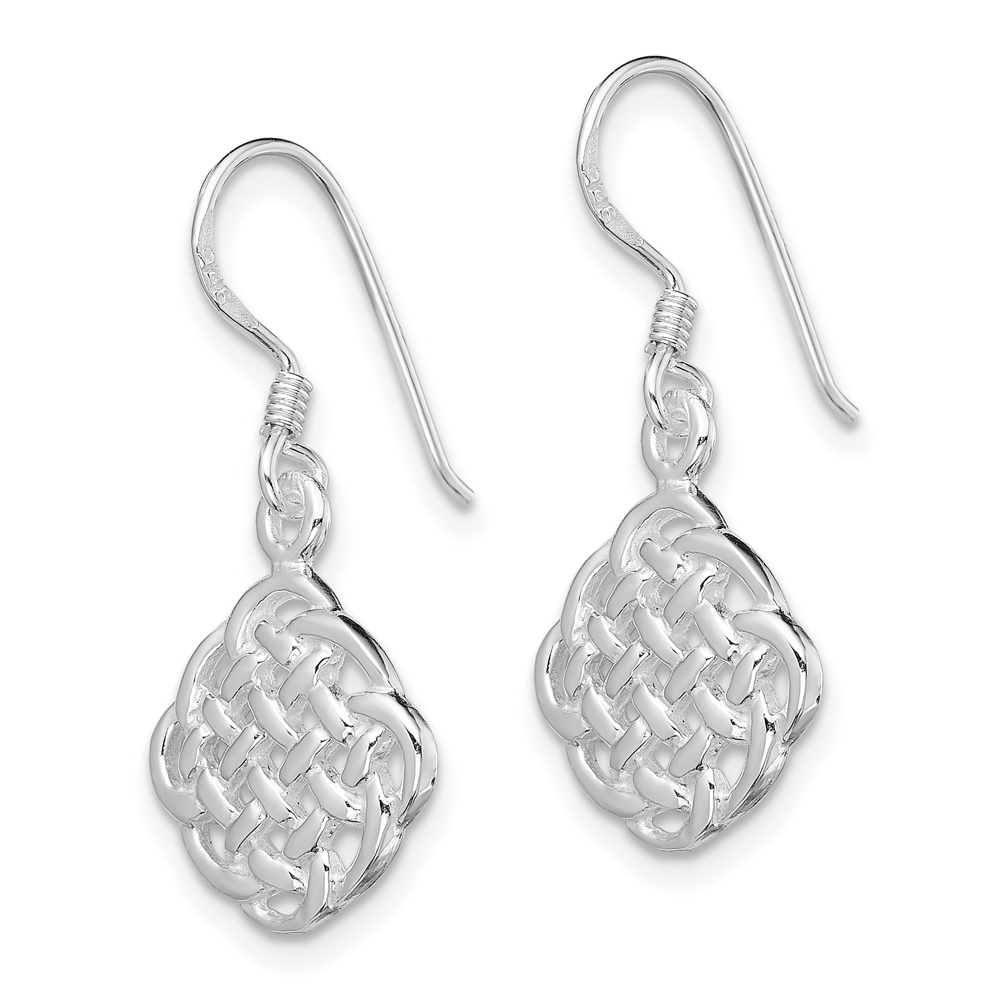 Sterling Silver 925 Celtic Dangle Earrings with Rhodium Plating, Polished Finish Secondary image