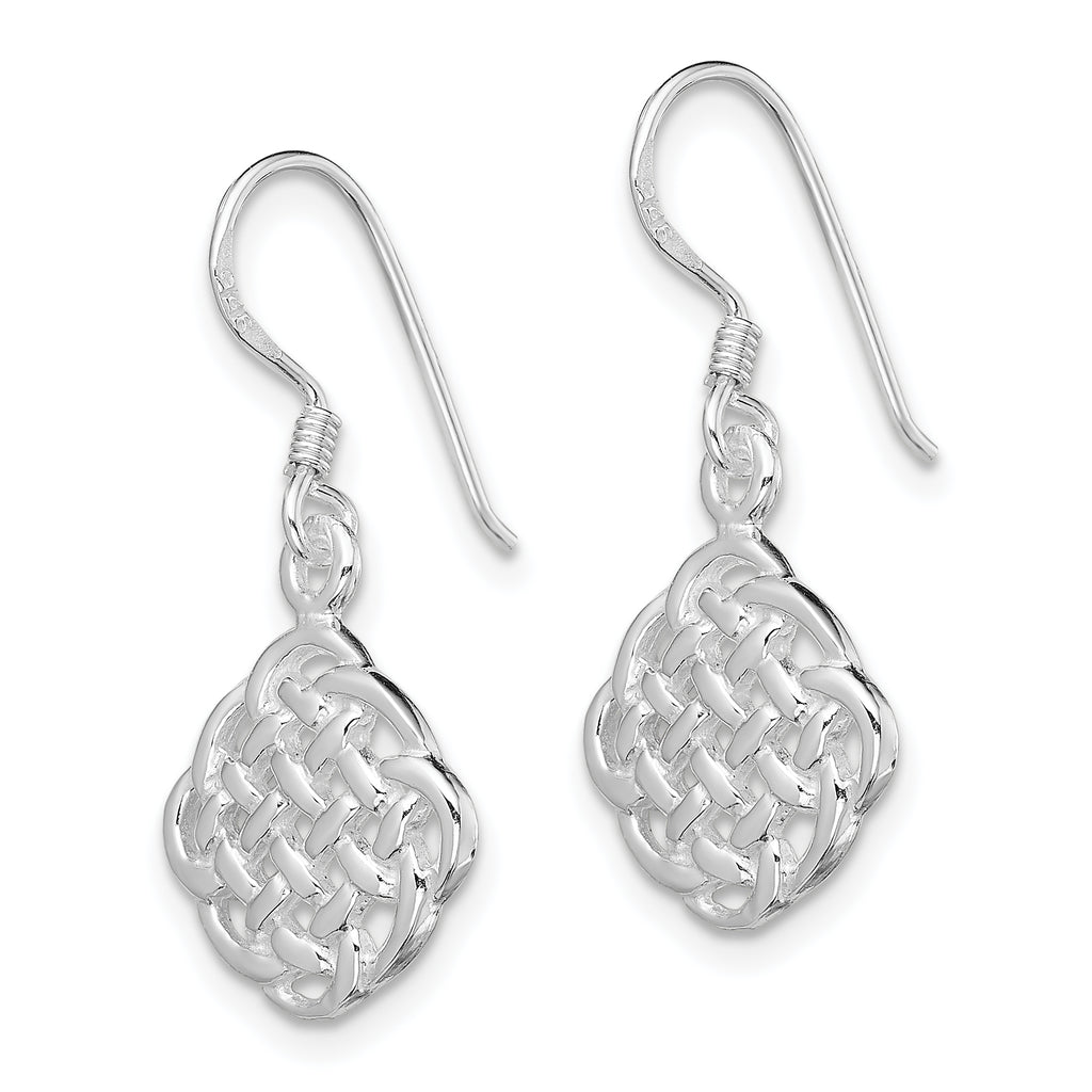 Sterling Silver 925 Celtic Dangle Earrings with Rhodium Plating, Polished Finish