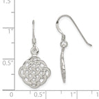 Sterling Silver 925 Celtic Dangle Earrings with Rhodium Plating, Polished Finish
