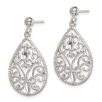 Sophia Jewelers 925 Sterling Silver Filigree Teardrop Dangle Earrings with Polished Finish
