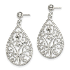 Sophia Jewelers 925 Sterling Silver Filigree Teardrop Dangle Earrings with Polished Finish