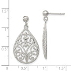 Sophia Jewelers 925 Sterling Silver Filigree Teardrop Dangle Earrings with Polished Finish