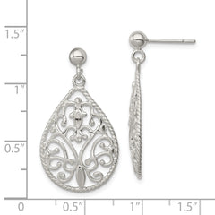 Sophia Jewelers 925 Sterling Silver Filigree Teardrop Dangle Earrings with Polished Finish