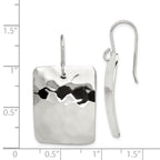 925 Sterling Silver Hammered Rectangle Dangle Earrings with Polished Finish