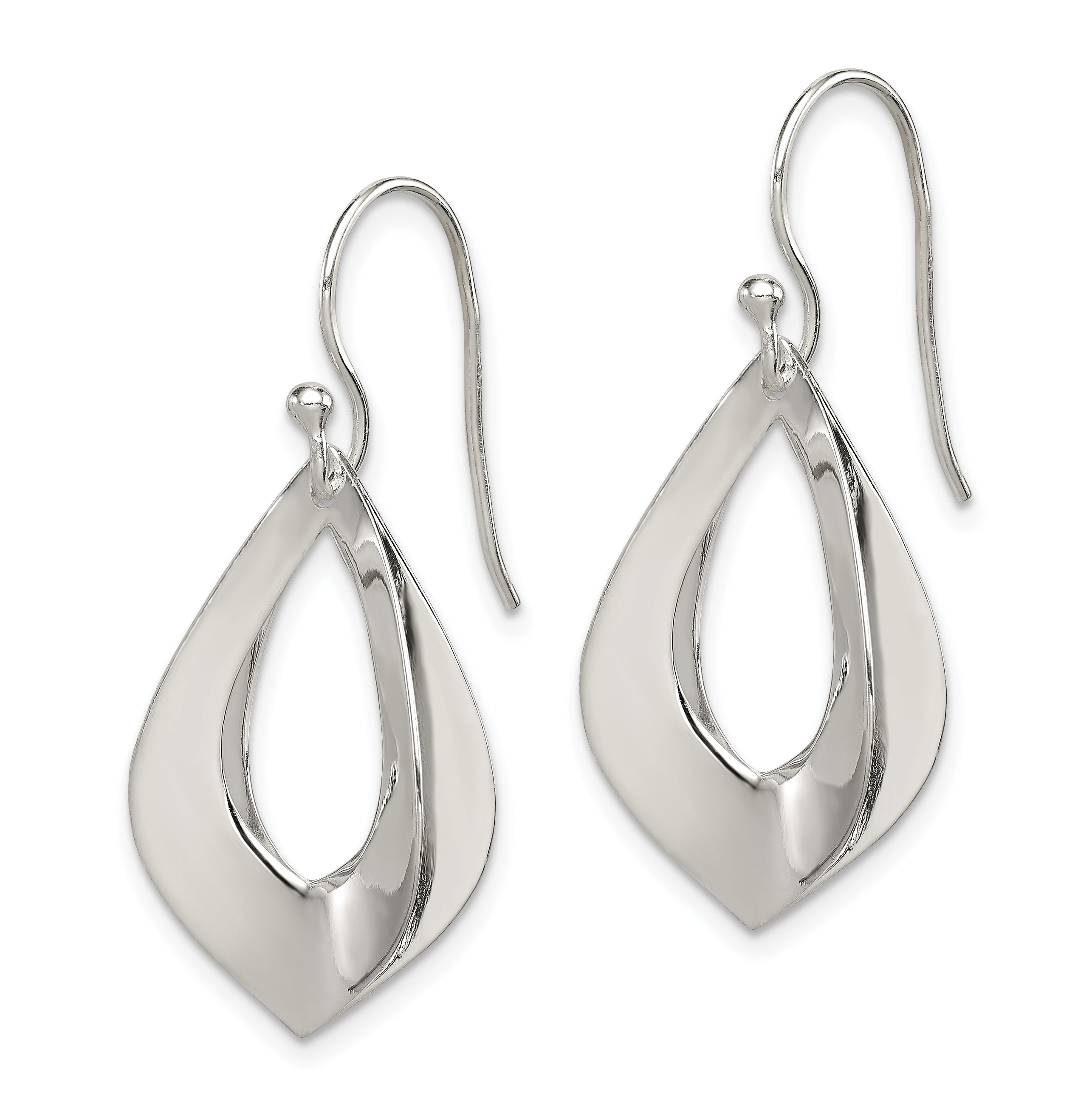 Sterling Silver Polished Teardrop Dangle Earrings Secondary image