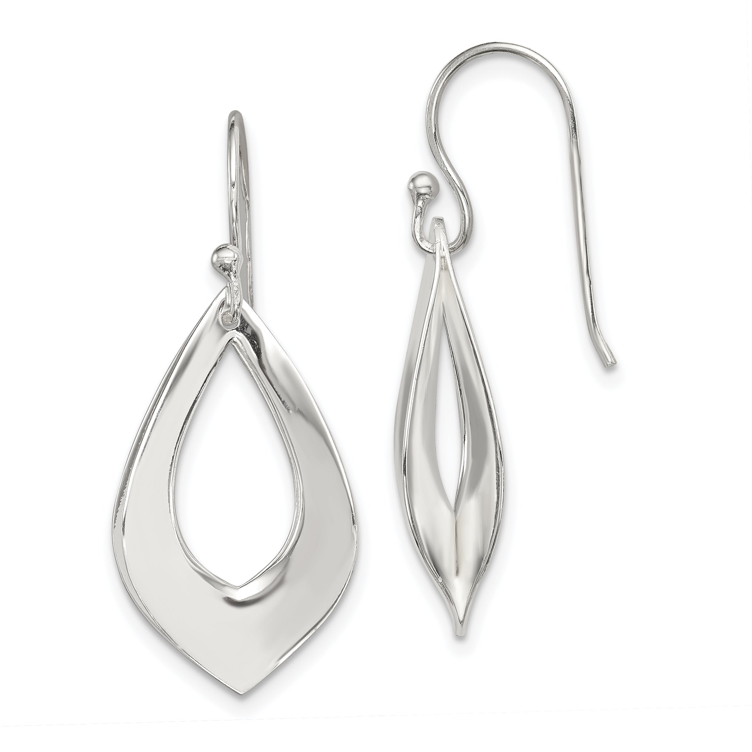 Sterling Silver Polished Teardrop Dangle Earrings Main image